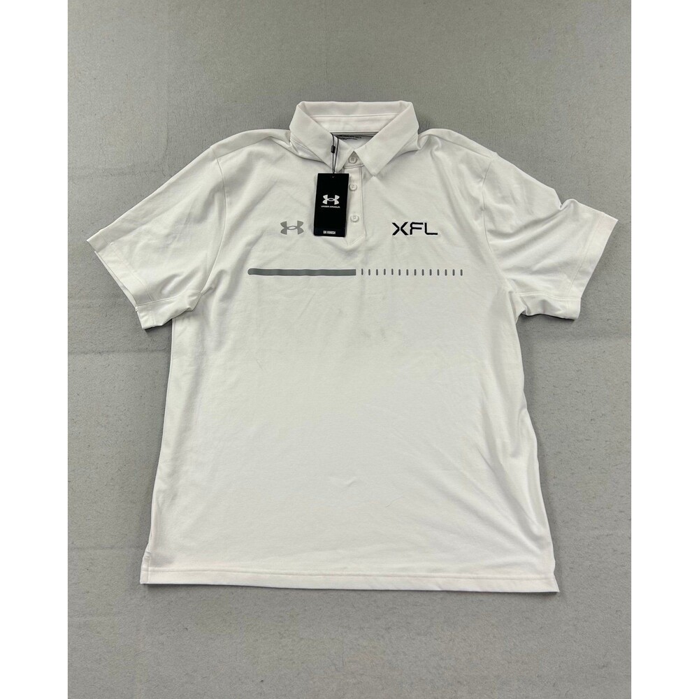 Under Armour Mens Title White Athletic Polo Large